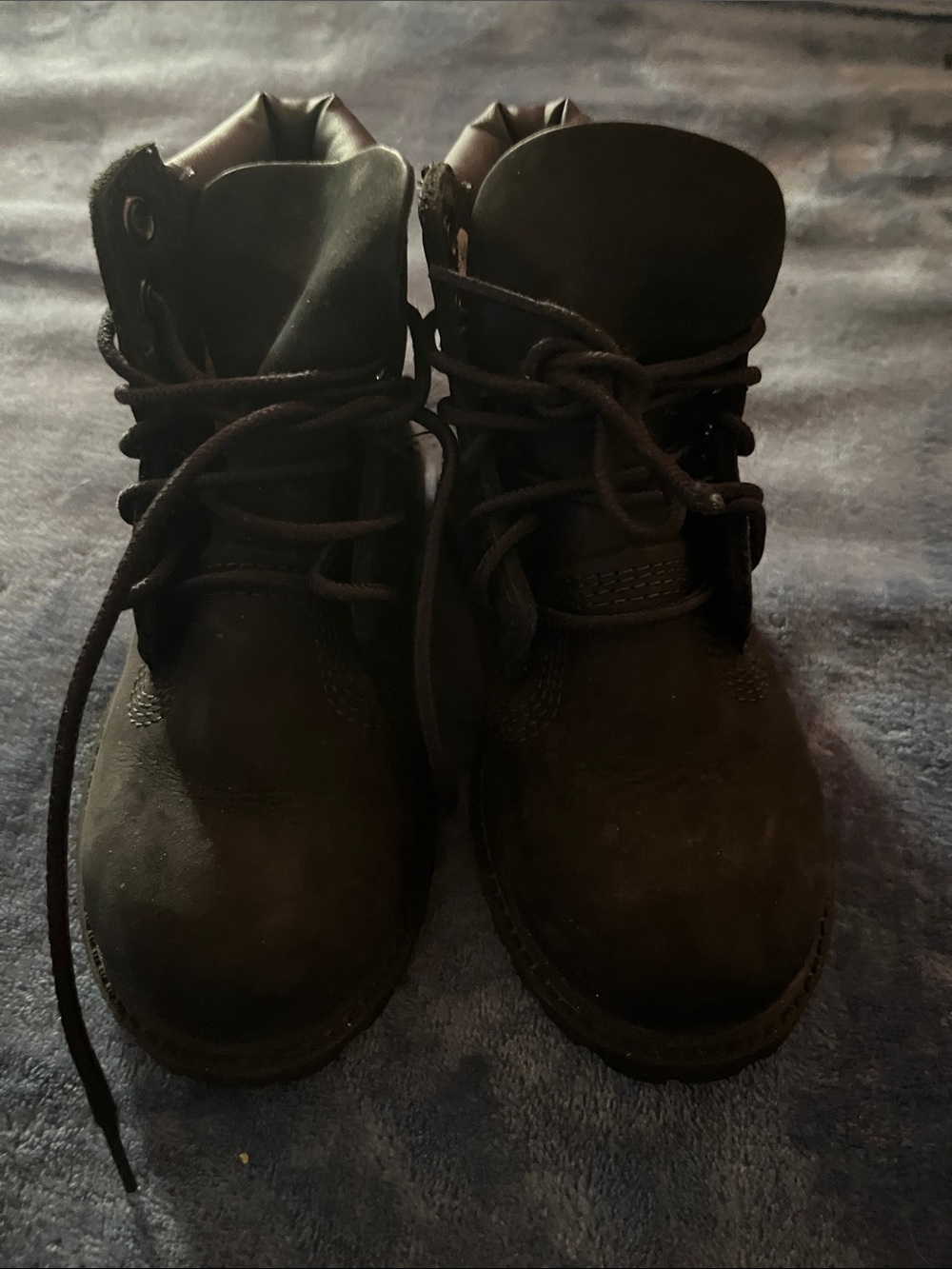 Timberland Kids Black Brown Lace-Up Boots - Picture 1 of 5